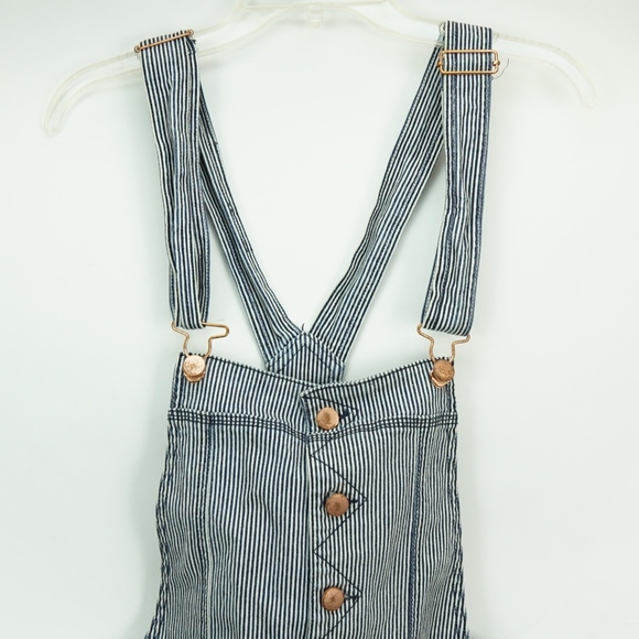 Tinseltown Striped Conductor Overall Shorts YL - Picture 2 of 8